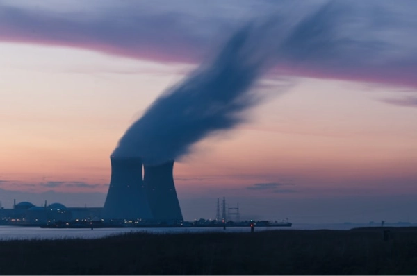 Nuclear power plants against the sky